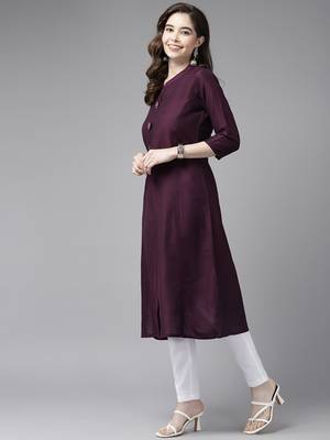 Purple plain cotton cotton-kurtis 3