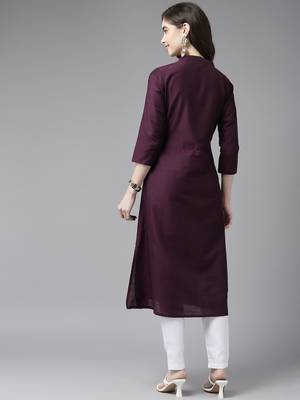 Purple plain cotton cotton-kurtis 4