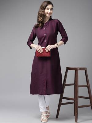 Purple plain cotton cotton-kurtis 5