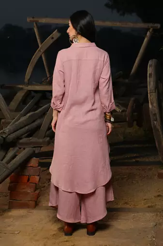 Pink  Shirt Twin Set