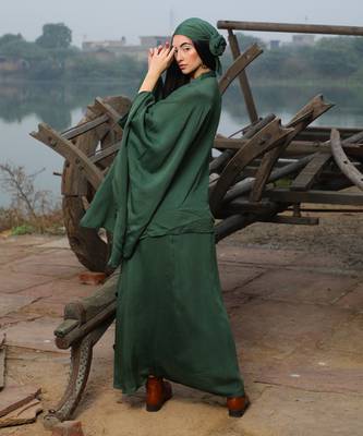 Emerald Green Shirt Kaftan Set 2