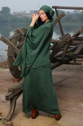 Emerald Green Shirt Kaftan Set