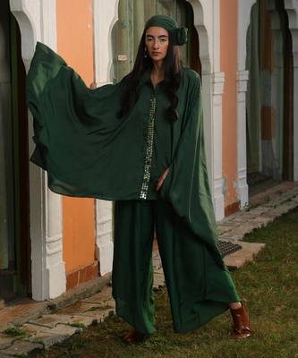 Emerald Green Shirt Kaftan Set 3