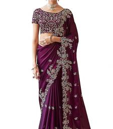 TRENDMALLS Vrouwen Zijde Geborduurde Zware Border Saree Met Ongestikte Designer Blouse saree voor vrouwen, Grijs, Eén Maat