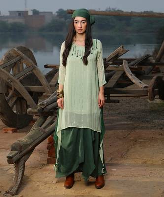 Sea Green & Emerald Green Tunic Set 1