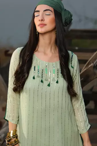 Sea Green & Emerald Green Tunic Set