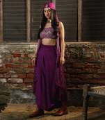 Lavender & Purple Bralet + Asymmetric Pants +  Shimmer Jacket