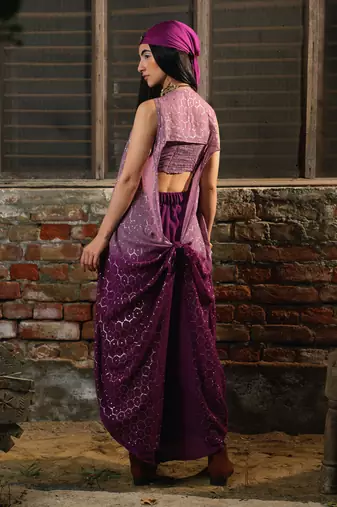 Lavender & Purple Bralet + Asymmetric Pants +  Shimmer Jacket