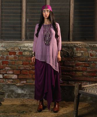 Lavender & Purple Aymmetric Tunic Set 1