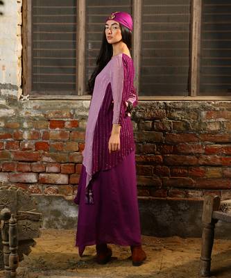 Lavender & Purple Aymmetric Tunic Set 2