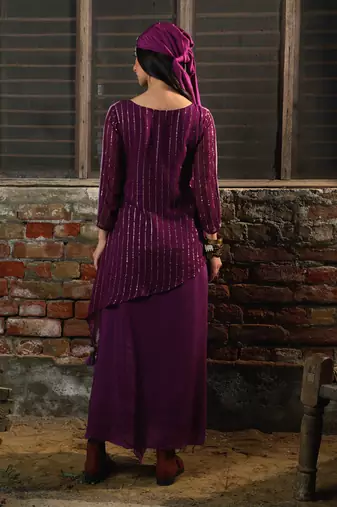 Lavender & Purple Aymmetric Tunic Set