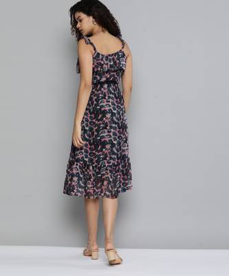 Blue printed chiffon maxi-dresses 2
