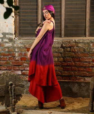 Red & Purple One Shoulder Twin Set 2