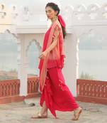 Mouse Pink & Dark Pink Shimmer Skirt Saree