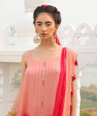 Mouse Pink & Dark Pink Shimmer Skirt Saree 3