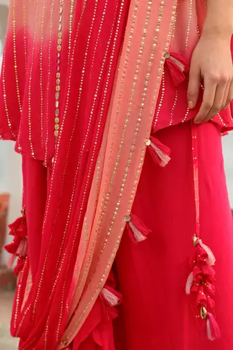 Mouse Pink & Dark Pink Shimmer Skirt Saree