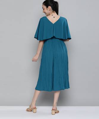Teal plain crepe maxi-dresses 3
