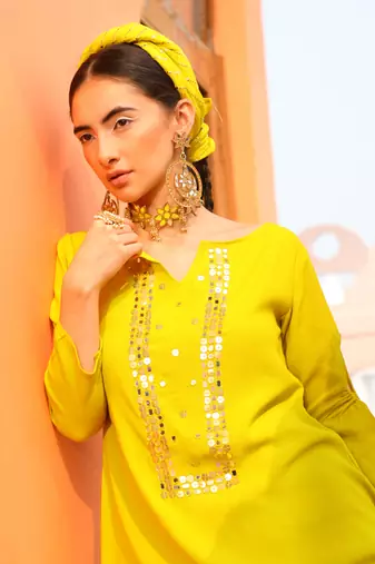Neon Yellow Tunic Set