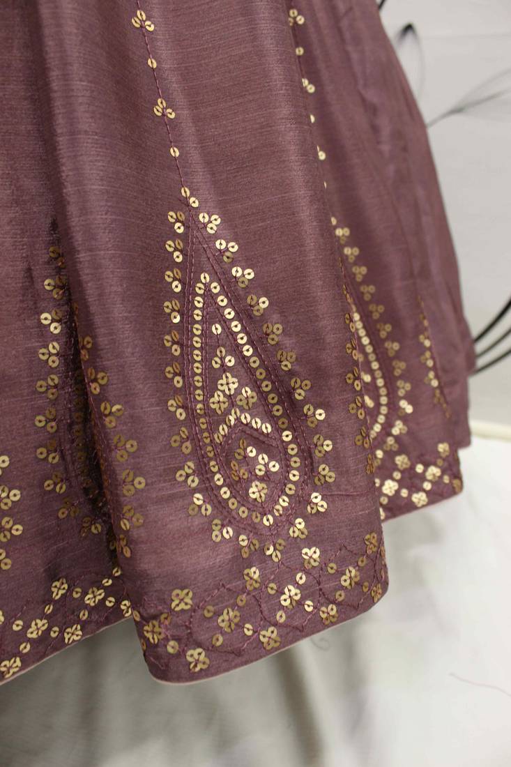 LIGHT PINK THREAD AND SEQUINCE EMBROIDERED WORK CHINON CHIFFON ANARKALI LONG GOWN SEMI STITCHED