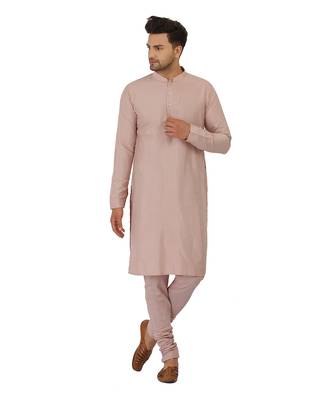 Featuring Acrylic motif indowestern in powder pink with kurta and churidaar. 3