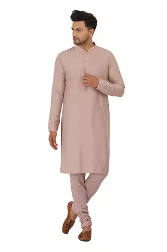 Featuring Acrylic motif indowestern in powder pink with kurta and churidaar.