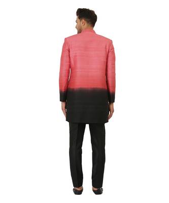Featuring ombre indowestern in onion pink and black paired with Black trouser. 3