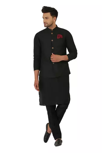 Feturing Classic Brocade Nehru jacket with kurta and pants.