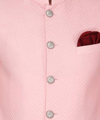 Featuring Pink quilted nehru jacket kurta Set. 4