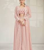 Baby-pink resham embroidery georgette salwar