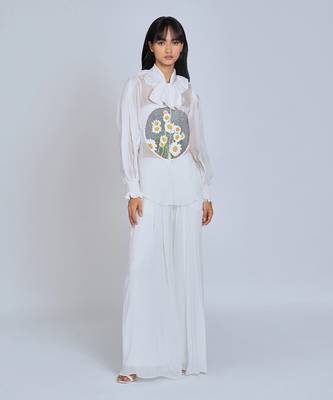 White Vintage Collar Daisy Shirt 1
