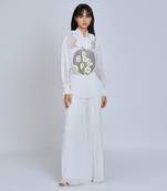 White Vintage Collar Daisy Shirt