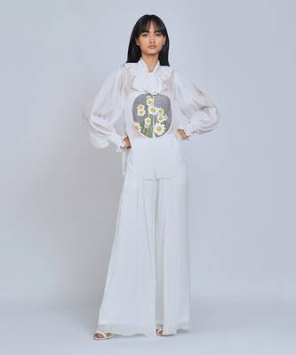 White Vintage Collar Daisy Shirt 2