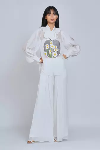 White Vintage Collar Daisy Shirt