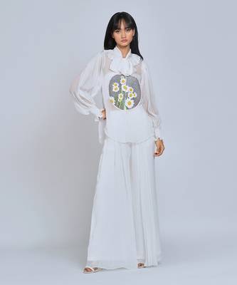 White Vintage Collar Daisy Shirt 3