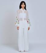 White Floral Sleeves  Shirt