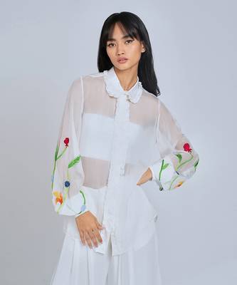 White Floral Sleeves  Shirt 2