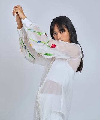 White Floral Sleeves  Shirt 3