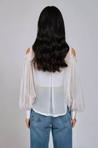 White Pretty Pink Cold Shoulder Shirt