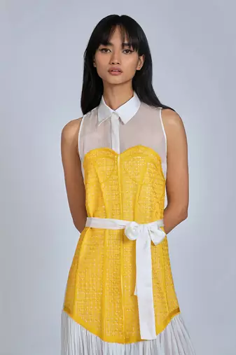Yellow Corset Midi  Dress