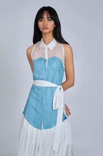 Blue Corset Midi Dress