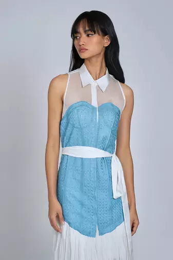 Blue Corset Midi Dress