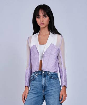 Lilac Cropped  White Blazer 3