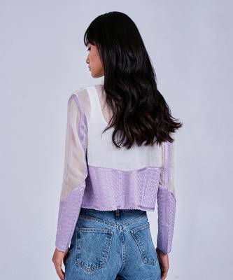 Lilac Cropped  White Blazer 4