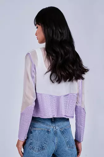 Lilac Cropped  White Blazer