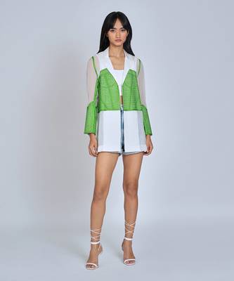 Green Long White Blazer 1