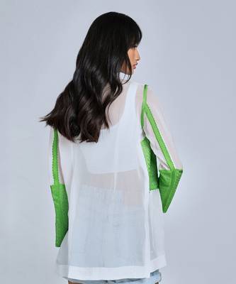 Green Long White Blazer 5