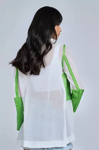 Green Long White Blazer