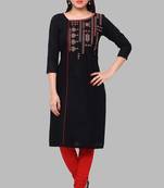 Black embroidered cotton ethnic-kurtis