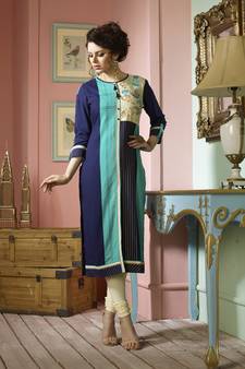 Multicolor embroidered rayon ethnic-kurtis