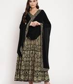 Black printed georgette long-kurtis